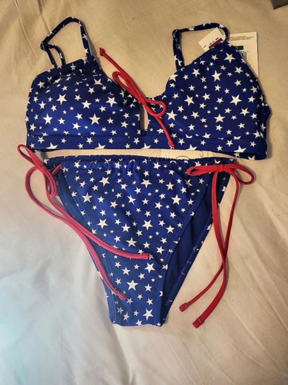Star Print Bikini Set in Blue & Red NWT